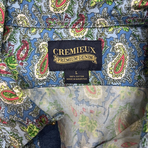 Daniel Cremieux Premium Denim Paisley Snap Button Down Men’s Size Large - Picture 3 of 3